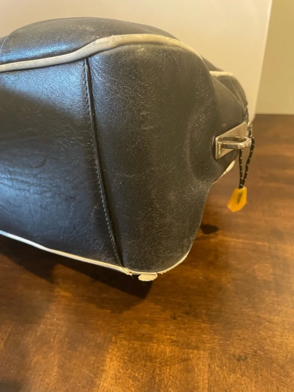 Prada Black Women's Tote Bag with Cream Trim